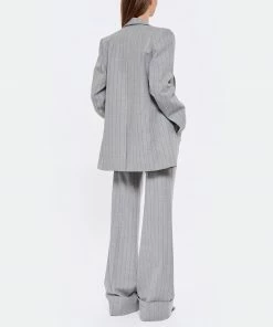 OUD Veste Blazer Sonia Laine Rayures Gris -Boutique MAJESTIC FILATURES unnamed file 2603