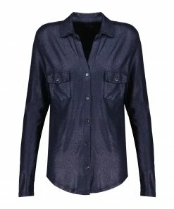 MAJESTIC FILATURES Chemise Métallique Navy