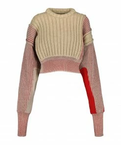 MM6 MAISON MARGIELA Pull Court Laine Beige Rouge