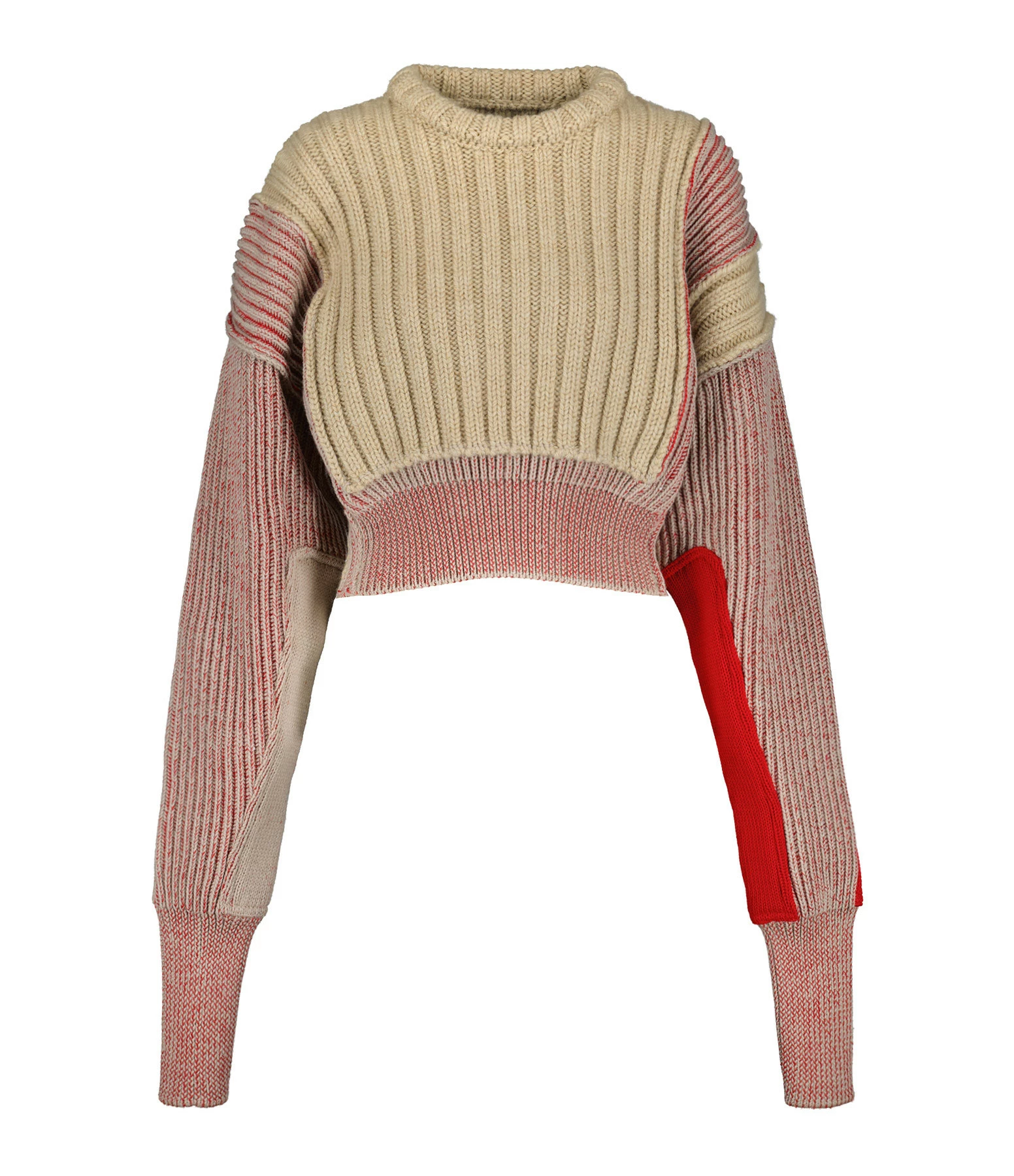 MM6 MAISON MARGIELA Pull Court Laine Beige Rouge 3 MM6 MAISON MARGIELA Pull Court Laine Beige Rouge