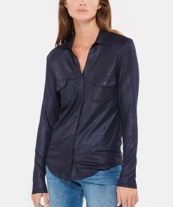 MAJESTIC FILATURES Chemise Métallique Navy -Boutique MAJESTIC FILATURES unnamed file 2611