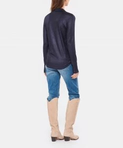 MAJESTIC FILATURES Chemise Métallique Navy -Boutique MAJESTIC FILATURES unnamed file 2613