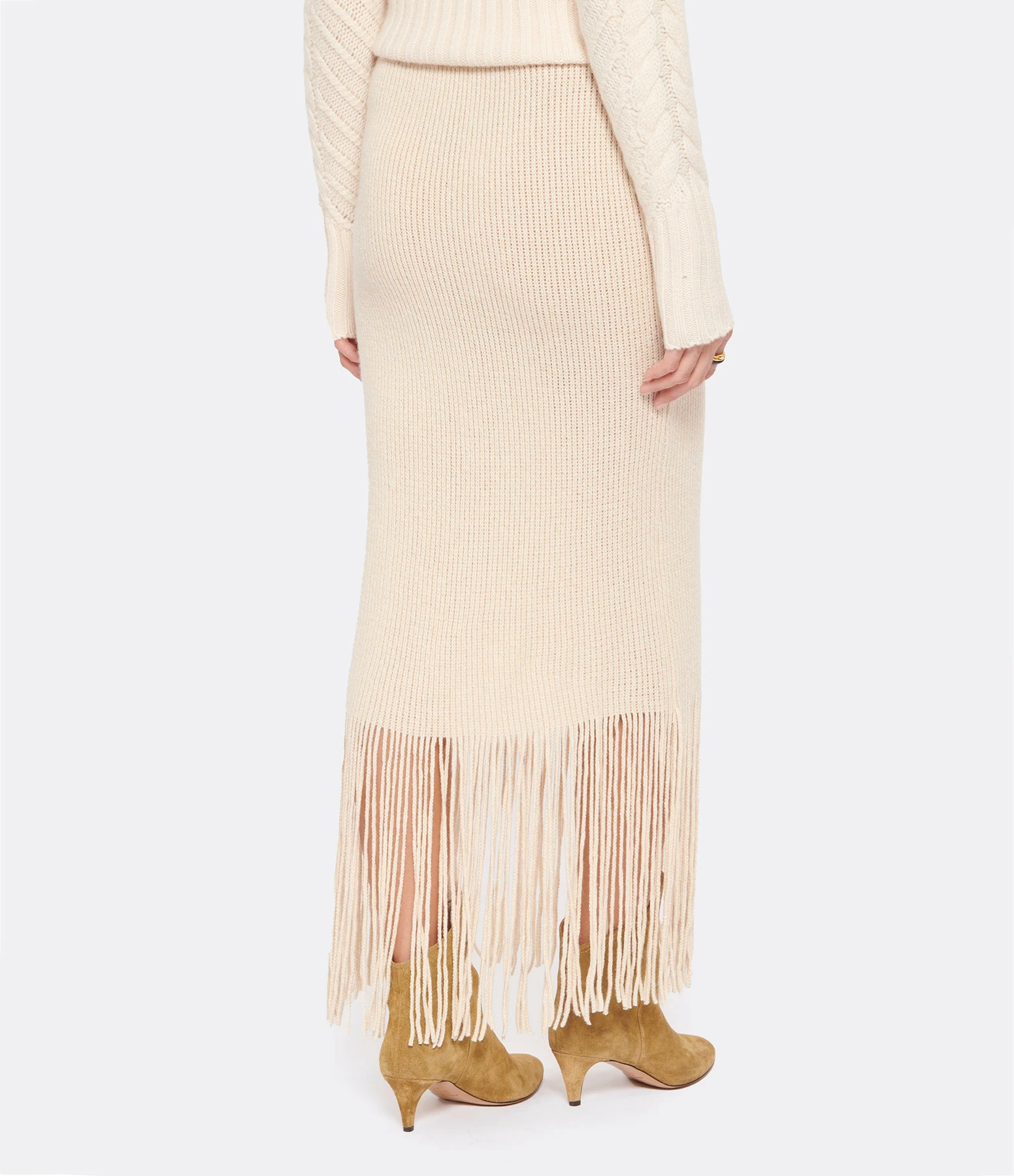 ZIMMERMANN Jupe Midi Franges Cachemire Laine Ivoire 6 ZIMMERMANN Jupe Midi Franges Cachemire Laine Ivoire – Image 4