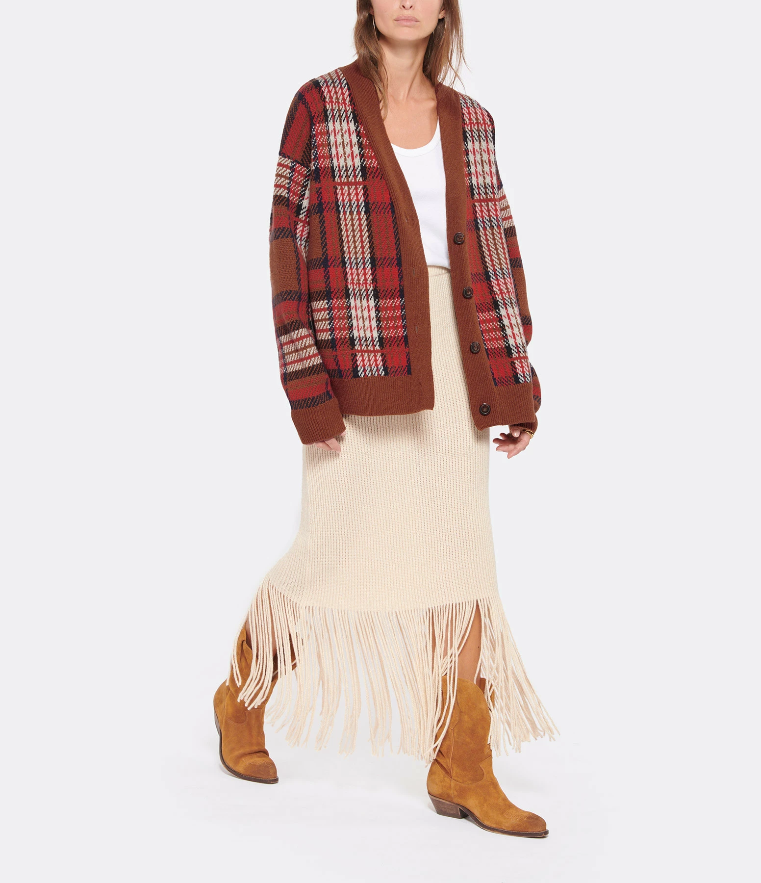 ZIMMERMANN Jupe Midi Franges Cachemire Laine Ivoire 8 ZIMMERMANN Jupe Midi Franges Cachemire Laine Ivoire – Image 6
