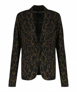 MAJESTIC FILATURES Veste Coton Léopard Camel