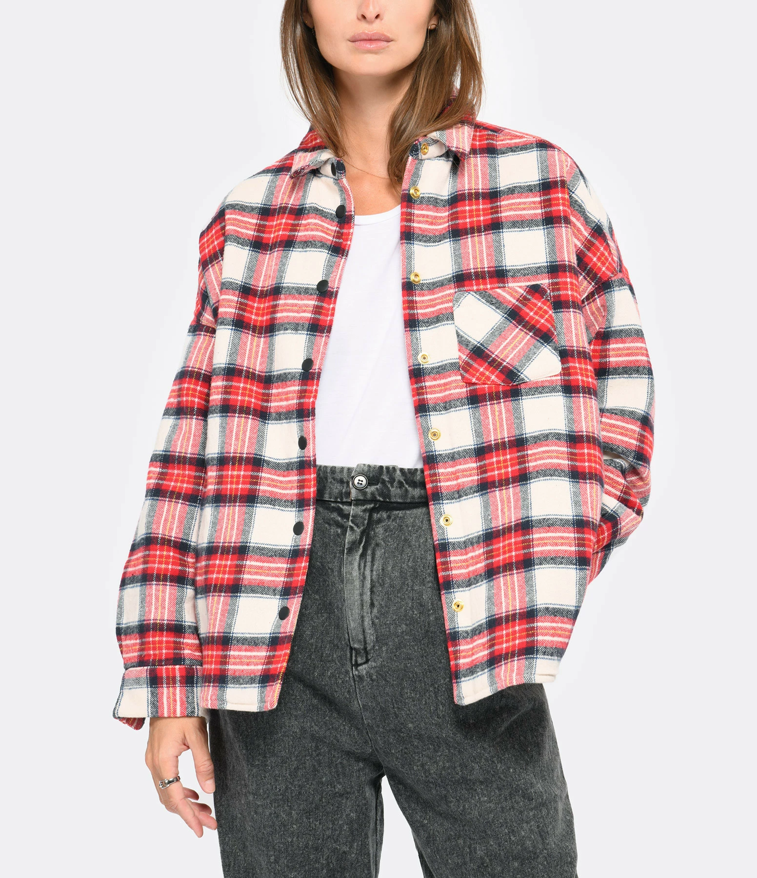 CHARLIE JOE Veste Mike Coton Tartan Rouge 5 CHARLIE JOE Veste Mike Coton Tartan Rouge – Image 3