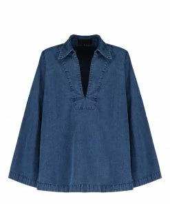 NILI LOTAN Blouse Loose Paulette Coton Indigo