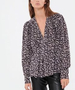 ISABEL MARANT ÉTOILE Blouse Amirya Noir Écru -Boutique MAJESTIC FILATURES unnamed file 2763