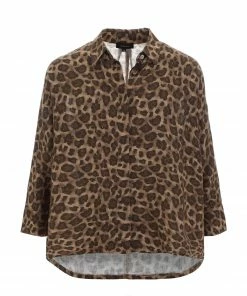 JEANNE VOULAND Chemise Fur Oversize Lin Imprimé Léopard