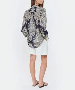 ZIMMERMANN Chemise Pattie Soie Marine -Boutique MAJESTIC FILATURES unnamed file 2836