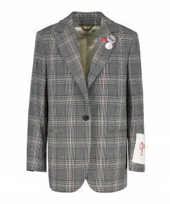 GOLDEN GOOSE Veste Blazer Laine Gris Blanc