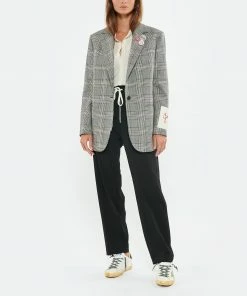 GOLDEN GOOSE Veste Blazer Laine Gris Blanc -Boutique MAJESTIC FILATURES unnamed file 2855