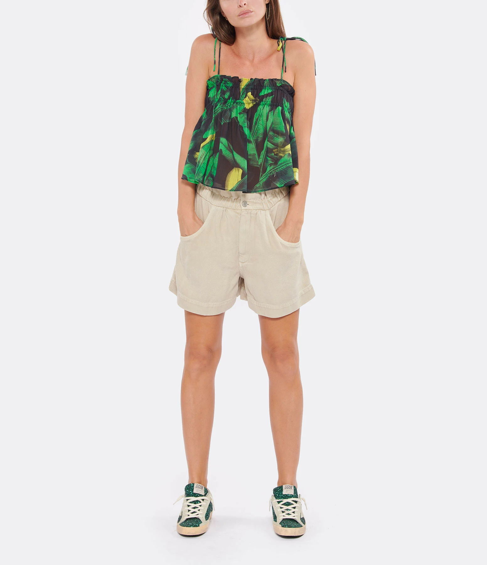 GANNI Top Coton Imprimé Vert 5 GANNI Top Coton Imprimé Vert – Image 3