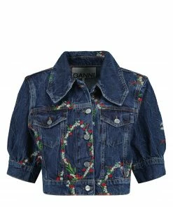 GANNI Veste Denim Imprimé Bleu