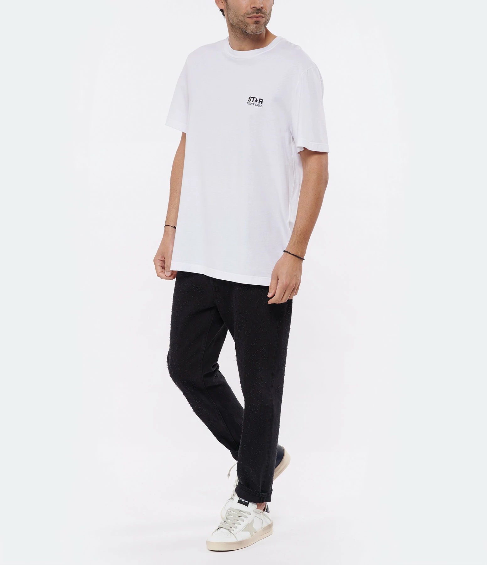 GOLDEN GOOSE Tee-shirt Big Star Homme Coton Blanc 7 GOLDEN GOOSE Tee-shirt Big Star Homme Coton Blanc – Image 5
