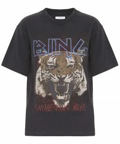 ANINE BING Tee-shirt Tiger Coton Organique Gris Délavé
