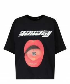 ROTATE Tee-shirt Lips Coton Noir, Capsule Sunday