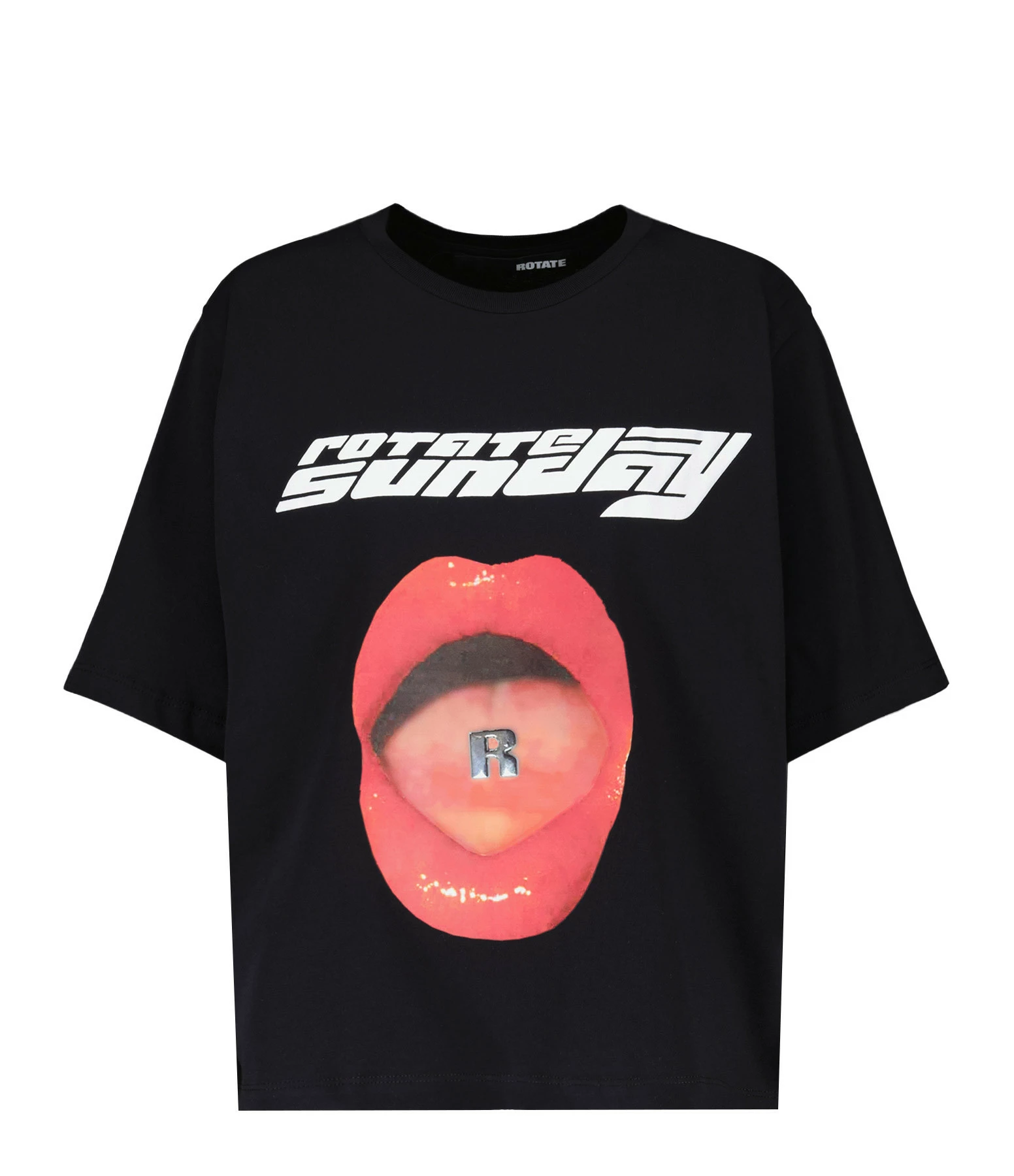 ROTATE Tee-shirt Lips Coton Noir, Capsule Sunday 3 ROTATE Tee-shirt Lips Coton Noir, Capsule Sunday