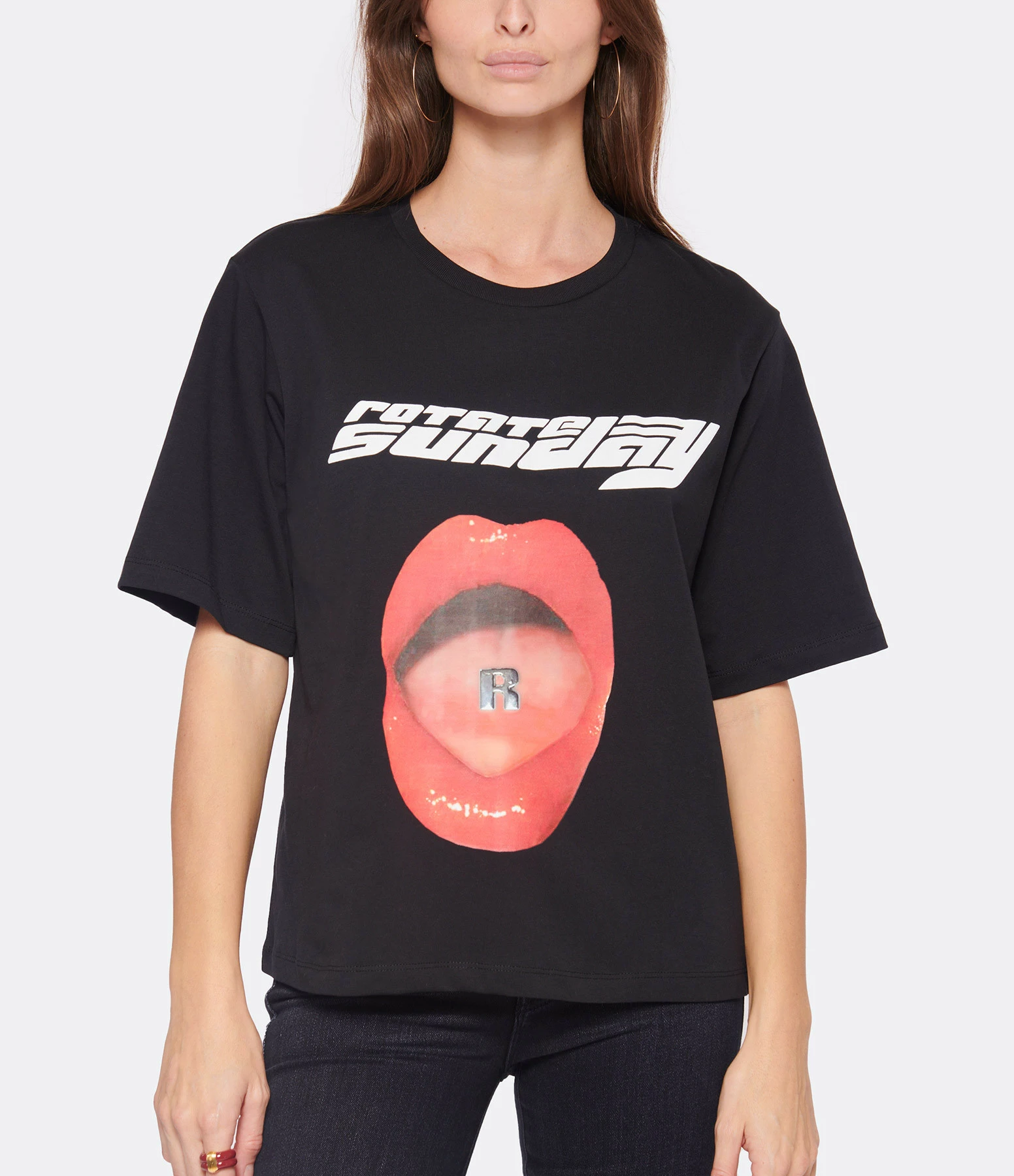 ROTATE Tee-shirt Lips Coton Noir, Capsule Sunday 5 ROTATE Tee-shirt Lips Coton Noir, Capsule Sunday – Image 3