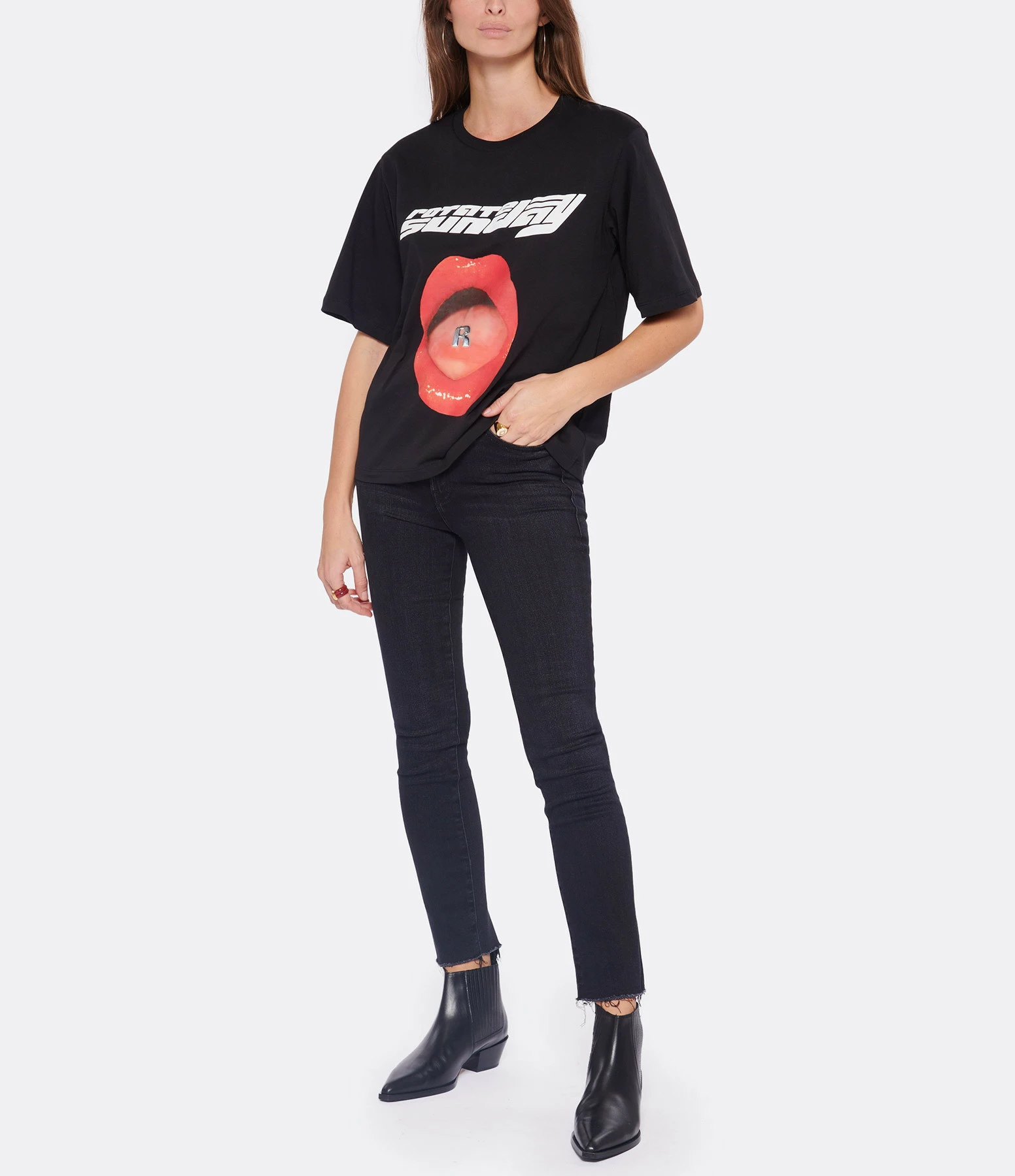 ROTATE Tee-shirt Lips Coton Noir, Capsule Sunday 7 ROTATE Tee-shirt Lips Coton Noir, Capsule Sunday – Image 5