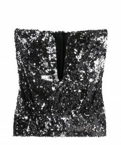 ISABEL MARANT Top Mandy Coton Argenté Pailletté