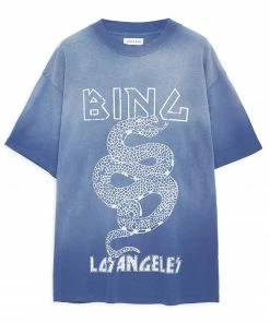 ANINE BING Tee-shirt Ashton Coton Bleu Délavé