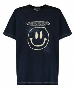 GANNI Tee-shirt Smiley Coton Organique Sky Captain