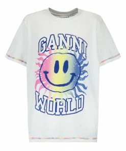 GANNI Tee-shirt Smiley Coton Organique Bright White