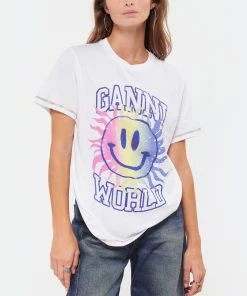 GANNI Tee-shirt Smiley Coton Organique Bright White 9 GANNI Tee-shirt Smiley Coton Organique Bright White -Boutique MAJESTIC FILATURES unnamed file 3057 scaled