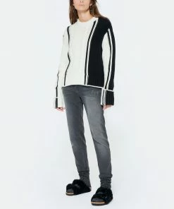 LOULOU STUDIO Pull Eike Maille Torsadé Laine Cachemire Noir Ivoire -Boutique MAJESTIC FILATURES unnamed file 306