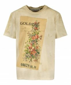 GOLDEN GOOSE Tee-shirt Journey Coton Beige