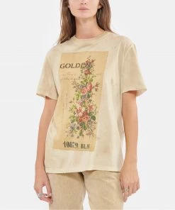 GOLDEN GOOSE Tee-shirt Journey Coton Beige -Boutique MAJESTIC FILATURES unnamed file 3081