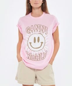 Alternative view of GANNI Tee-shirt Smiley Coton Organique Lilac Sachet