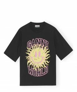 GANNI Tee-shirt Smiley Coton Organique Phantom
