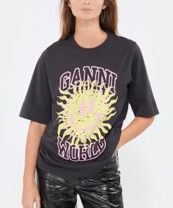 Alternative view of GANNI Tee-shirt Smiley Coton Organique Phantom