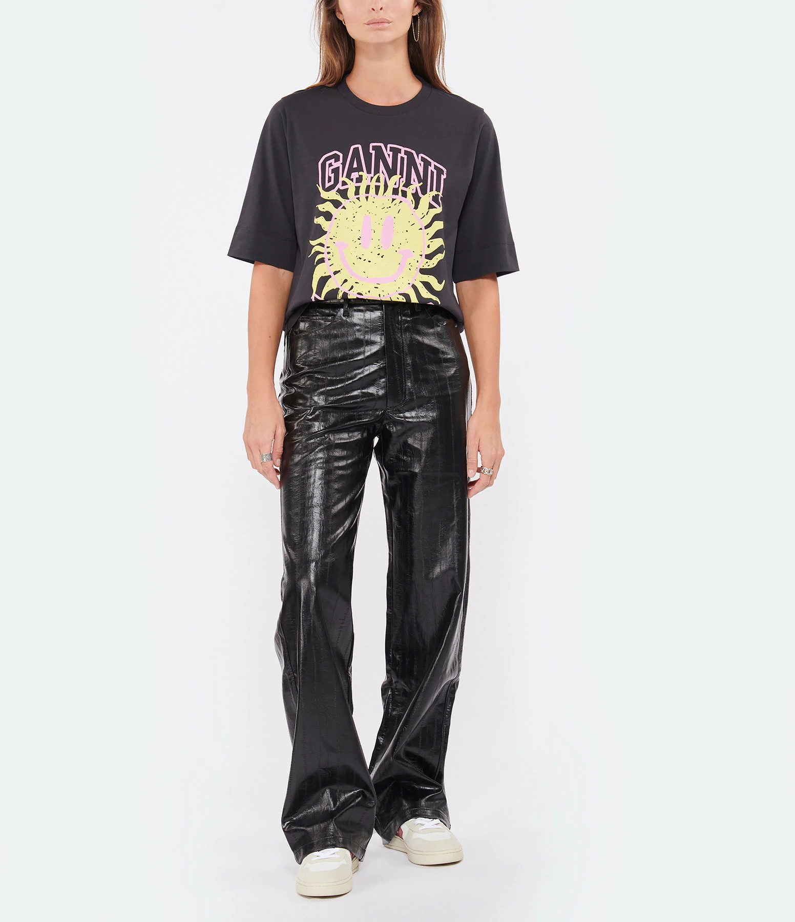 GANNI Tee-shirt Smiley Coton Organique Phantom 5 GANNI Tee-shirt Smiley Coton Organique Phantom – Image 3