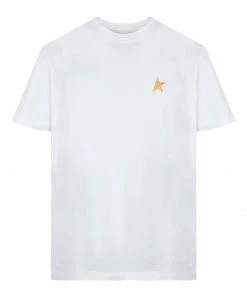 GOLDEN GOOSE Tee-shirt Étoile Coton Blanc Doré