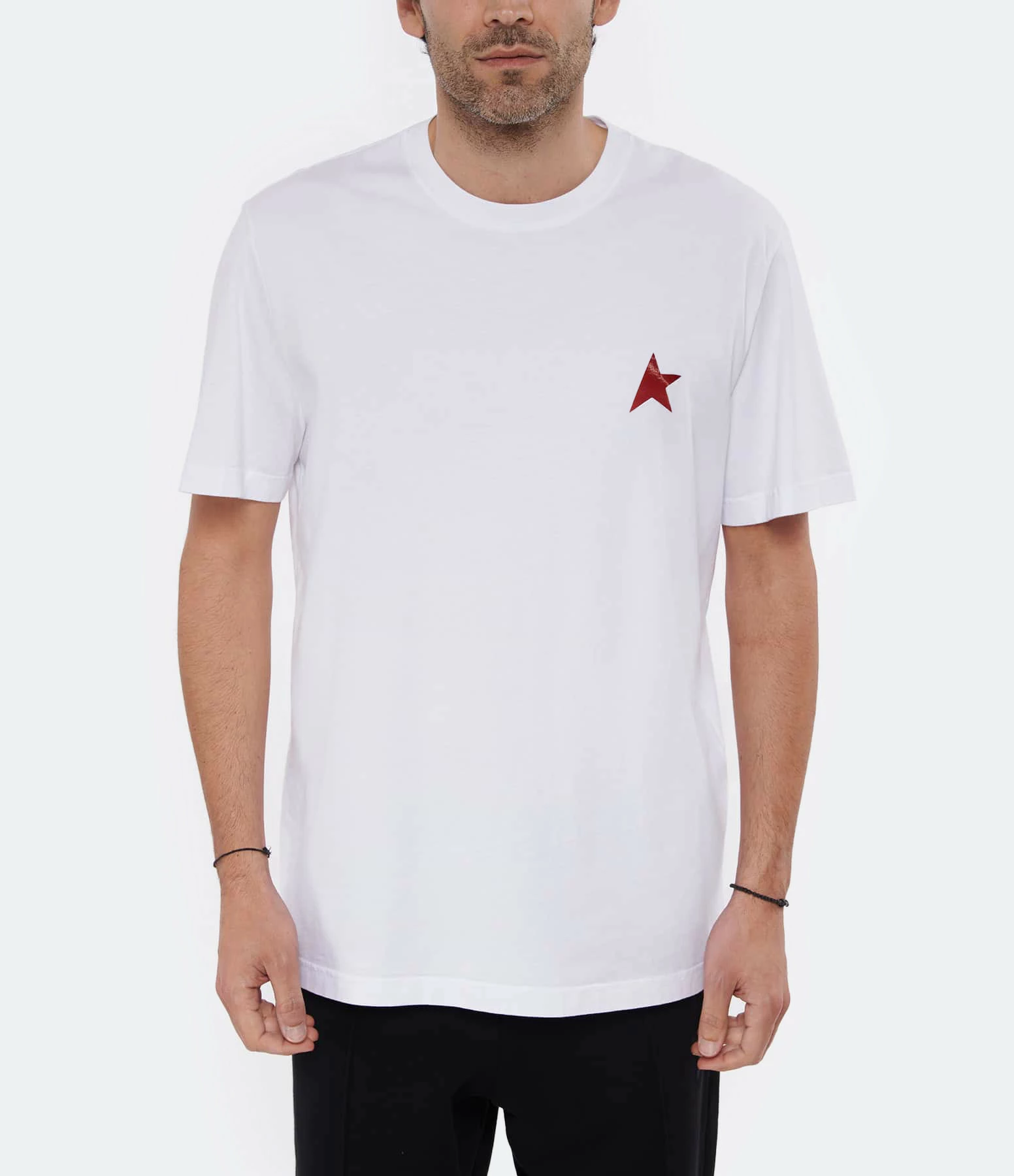 GOLDEN GOOSE Tee-shirt Homme Étoile Coton Blanc Rouge 4 GOLDEN GOOSE Tee-shirt Homme Étoile Coton Blanc Rouge – Image 2