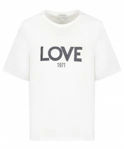 JEANNE VOULAND Tee-shirt Ben Love 1971 Glitter Noir Coton Blanc