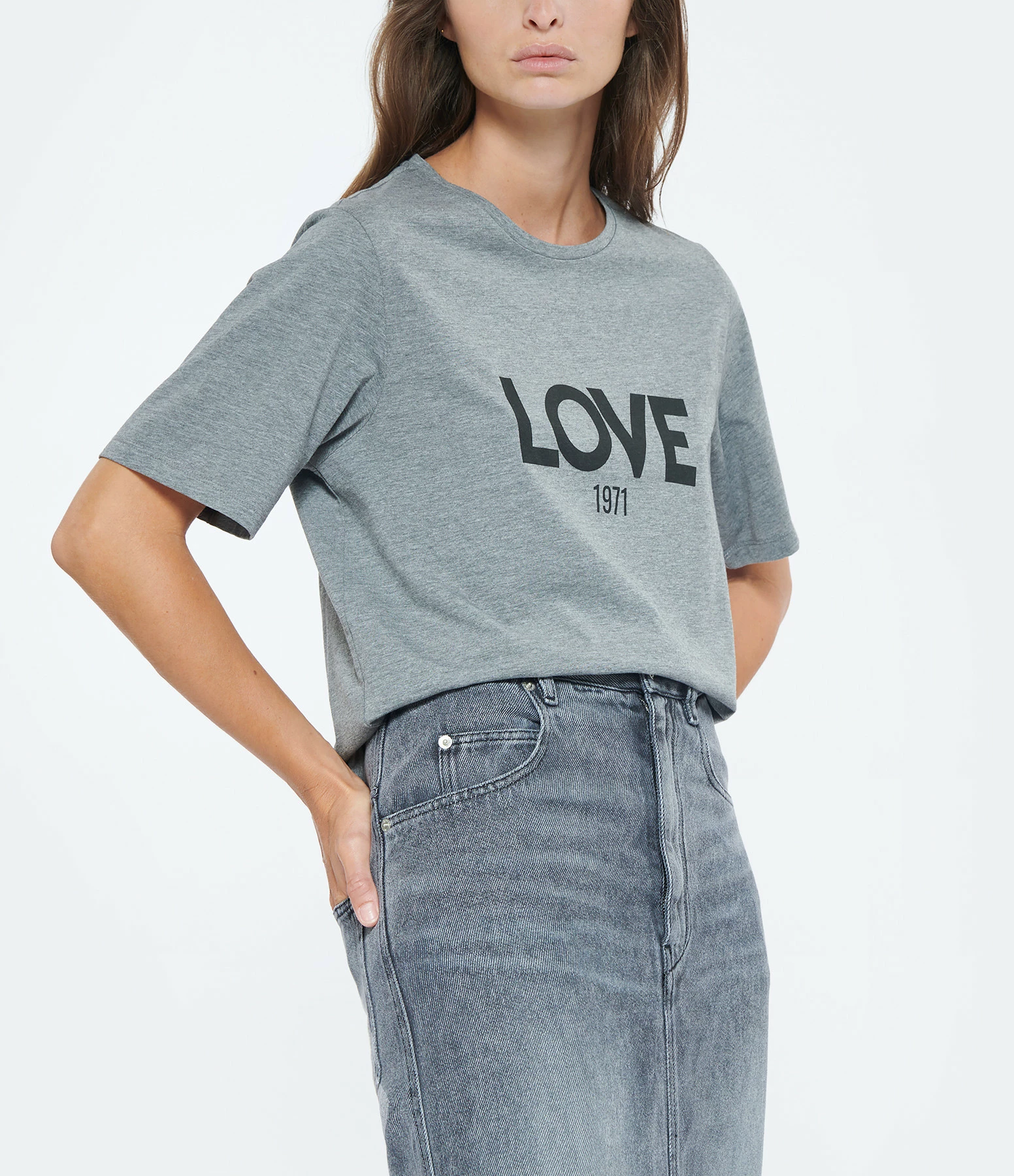 JEANNE VOULAND Tee-shirt Ben Love 1971 Coton Gris 5 JEANNE VOULAND Tee-shirt Ben Love 1971 Coton Gris – Image 3