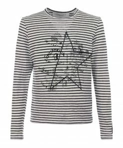 GOLDEN GOOSE Tee-shirt Golden Homme Marinière Coton Bleu