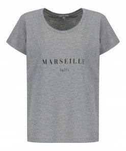 Tee-shirt Lulli Marseille Col Rond Coton Gris, Collaboration Jeanne Vouland X Lulli
