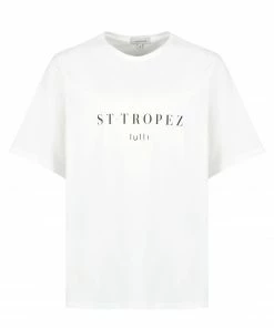 Tee-shirt Lulli St-Tropez Col Rond Coton Bio Blanc, Collaboration Jeanne Vouland X Lulli