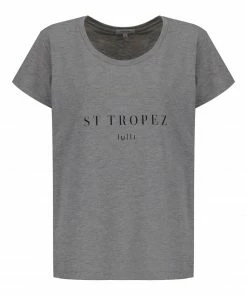 Tee-shirt Lulli St-Tropez Col Rond Coton Gris, Collaboration Jeanne Vouland X Lulli