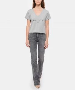 Tee-shirt Lulli Marseille Col V Coton Gris, Collaboration Jeanne Vouland X Lulli -Boutique MAJESTIC FILATURES unnamed file 3326