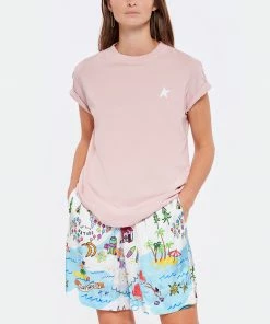 GOLDEN GOOSE Tee-shirt Étoile Coton Rose Blanc -Boutique MAJESTIC FILATURES unnamed file 3352