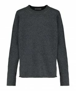 MAJESTIC FILATURES Pull Col Rond Laine Cachemire Gris Chiné