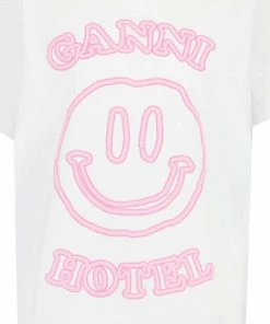 GANNI Tee-shirt Smiley Coton Blanc -Boutique MAJESTIC FILATURES unnamed file 3387