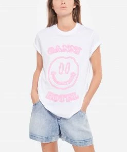 GANNI Tee-shirt Smiley Coton Blanc -Boutique MAJESTIC FILATURES unnamed file 3389