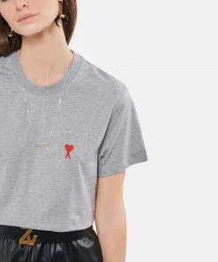 AMI PARIS Tee-shirt Unisexe Ami De Cœur Coton Bio Gris Chiné -Boutique MAJESTIC FILATURES unnamed file 3397
